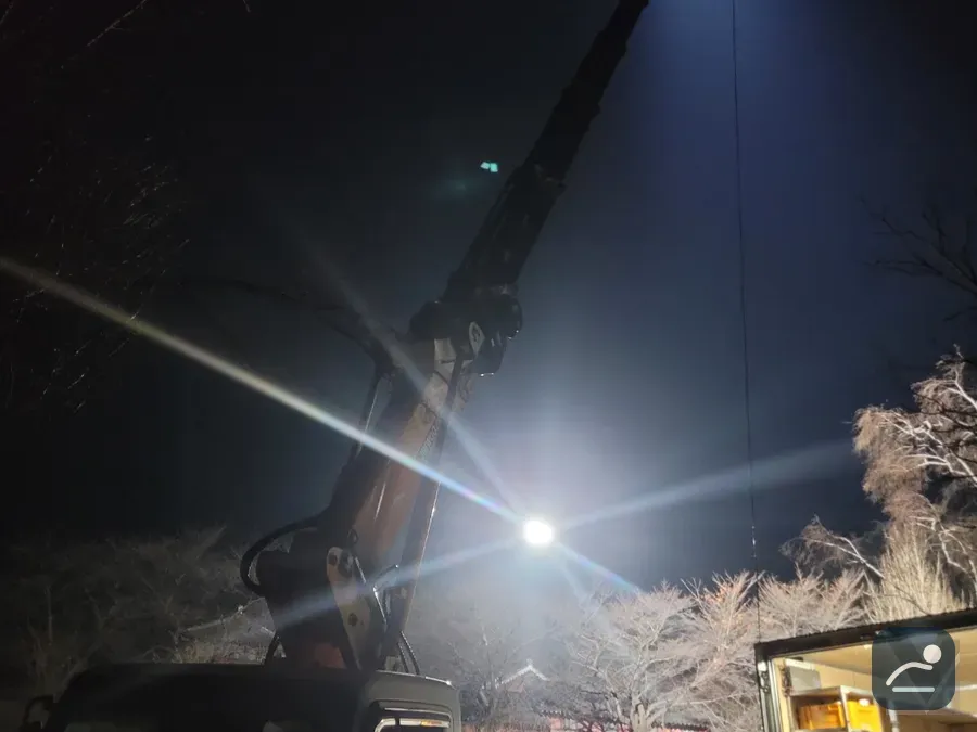 울산 스카이차 간판 설치·철거 현장