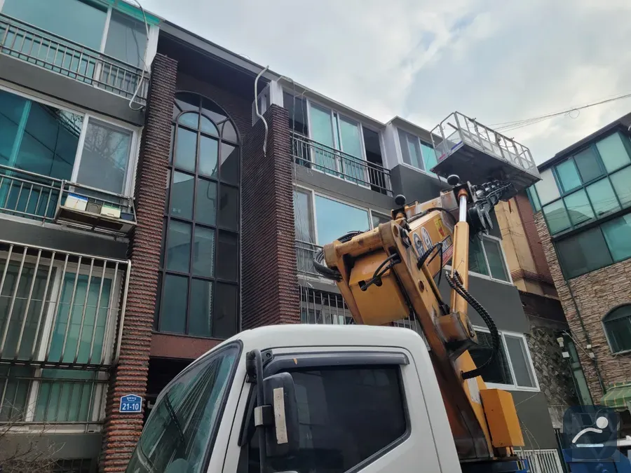세종산업단지 스카이차 자재 양중 현장